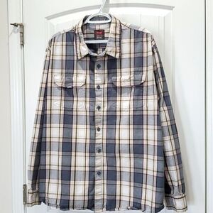 Wrangler Mens Outdoor‎ Long Sleeve Shirt UPF 30+ Protection Brown Plaid Size 2XL